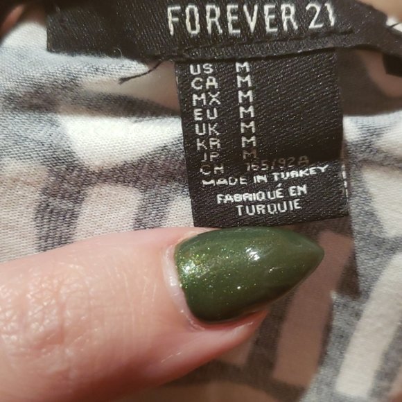 Forever 21 abstract design zip front cap sleeve Black & White bodycon size M - Picture 6 of 6